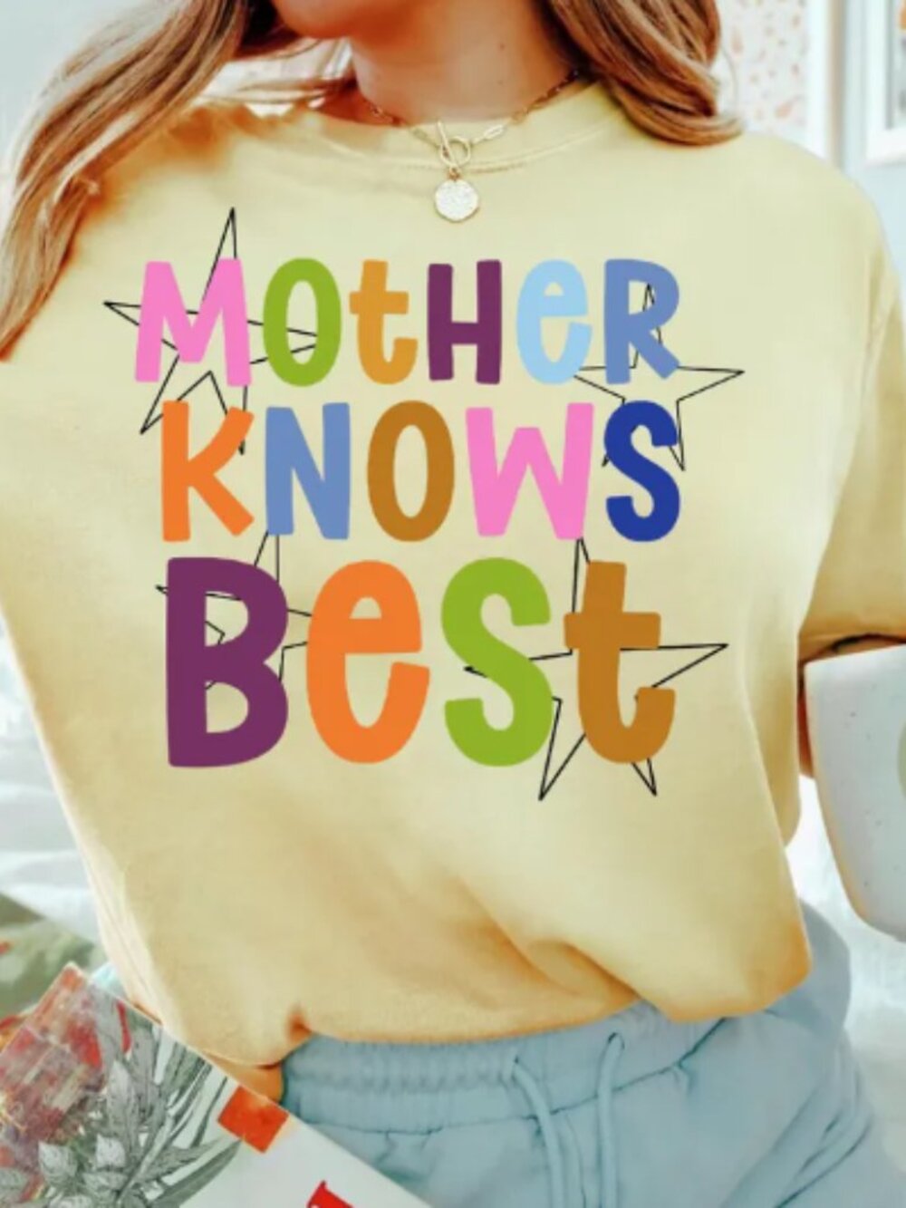 MOTHER KNOWS BEST COMFORT COLORS BUTTER TSHIRT SMALL-XL